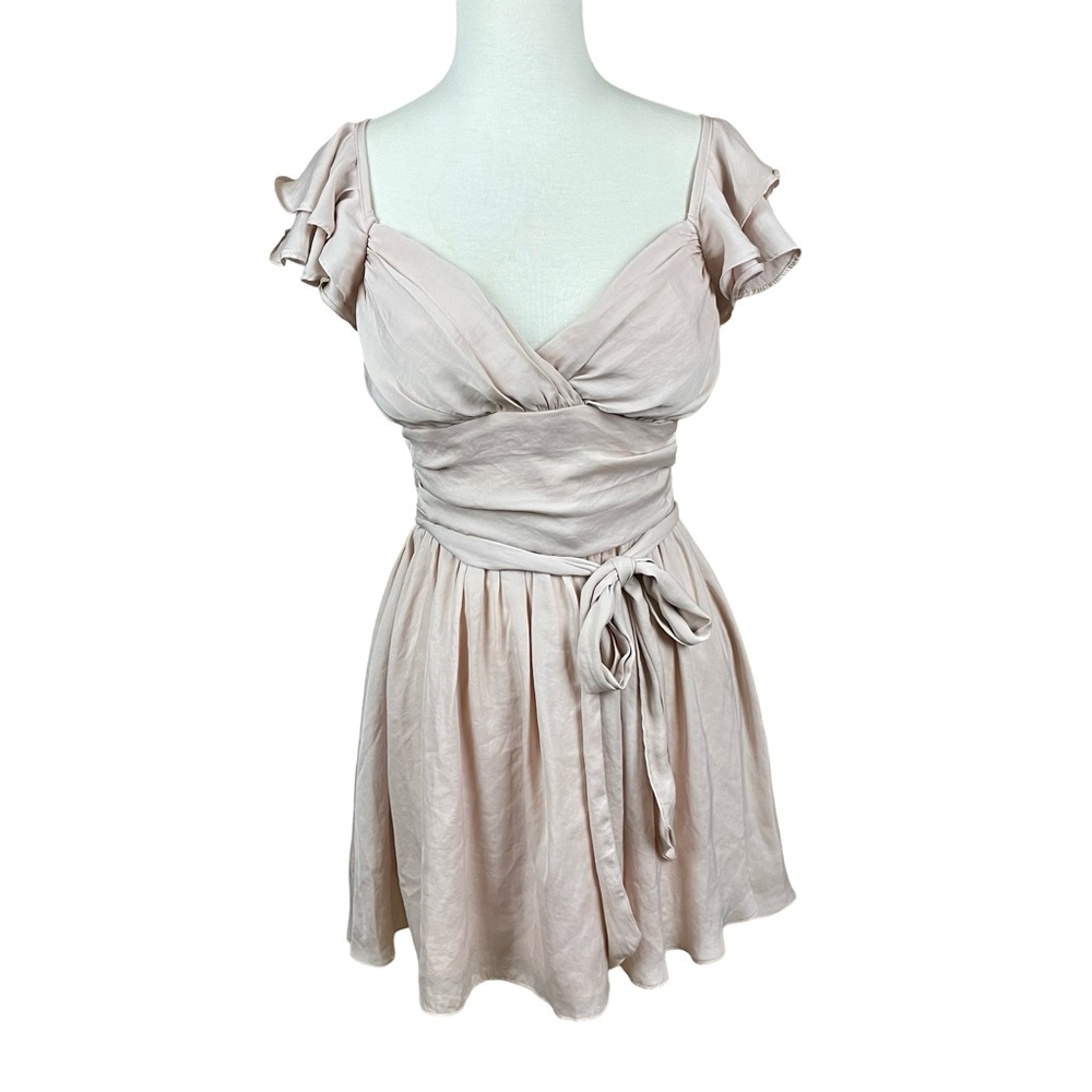 Selfie Blush ruffle mini dress